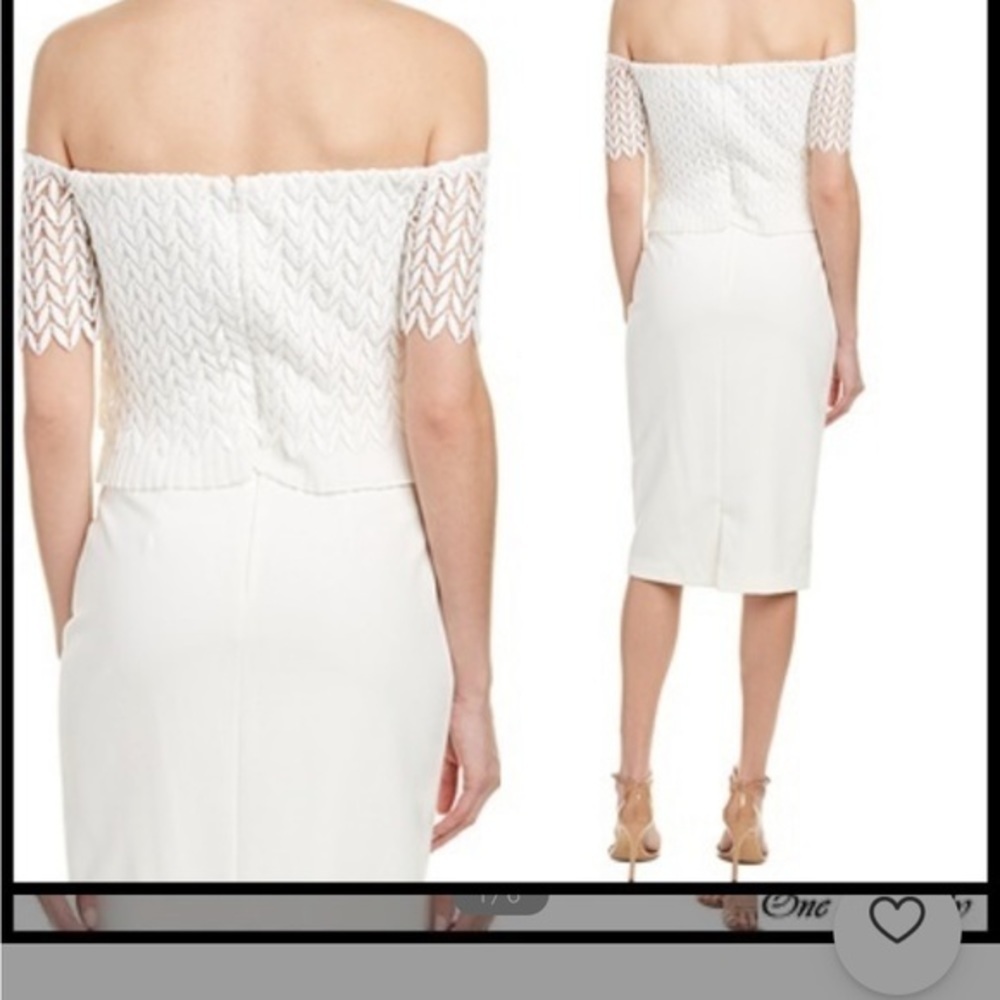 Kay Unger New York Ivory Off the Shoulder Dress Size 4 - Picture 6 of 10